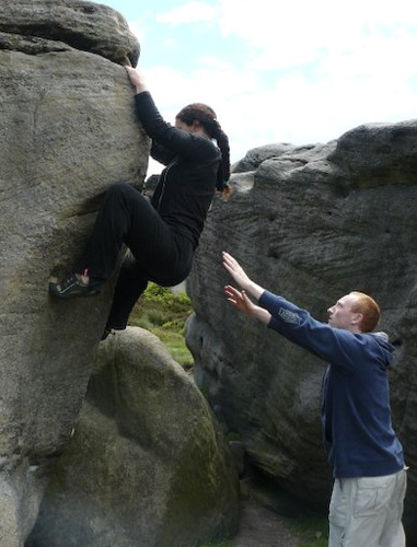 Bouldering near The Brick, Burbage South (Copyright Stuart Walters 2008)