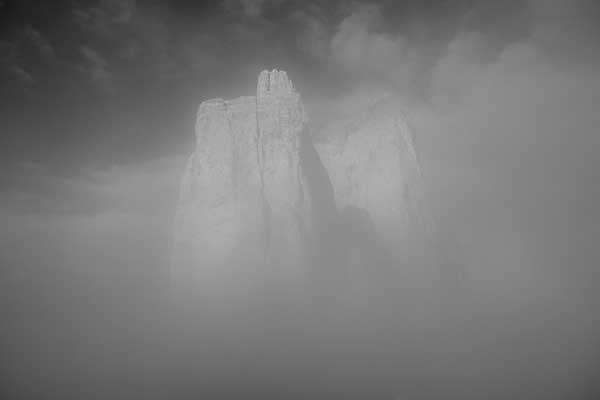 Tre Cime de Lavaredo in morning mist. (c) Haydn Williams 2008.