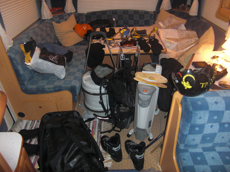 Too much stuff for one person? Drying kit in the 'van. Copyright Haydn Williams 2009