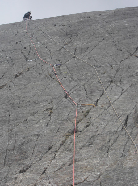 James setting up a belay somewhere on Tryfan Bach. Copyright Haydn Williams 2010