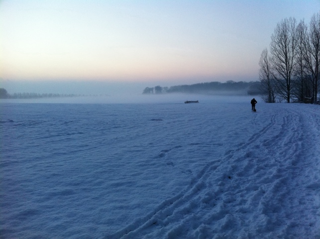 Walking Tess as the sun goes down. Copyright Haydn Williams 2010
