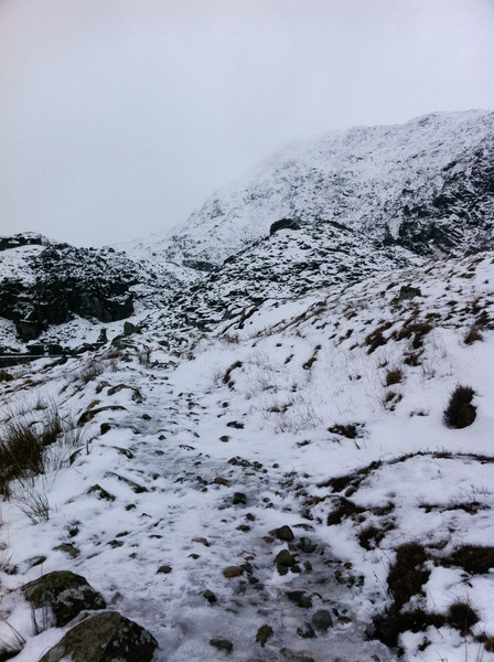 Moel Siabod looking snowy but fairly pleasant. Copyright Haydn Williams 2010.