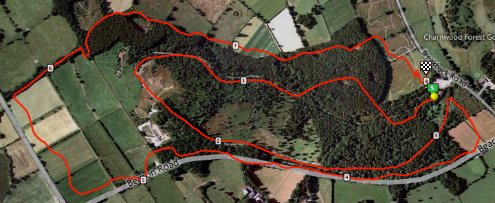 Beacon Hill Trail Run 2011 route. Screenshot from Ascent; map data copyright Google et al.