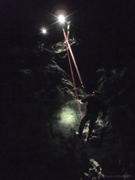 James abseiling down to the chamber floor. © Haydn Williams 2012 James abseiling down to the chamber floor. © Haydn Williams 2012
