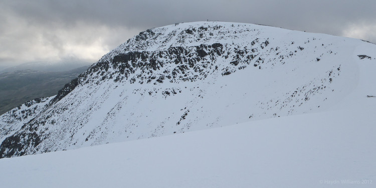 The top of Pen yr Ole Wen. I topped out somewhere on the right. Col Gully is apparently somewhere near there. © Haydn Williams 2012