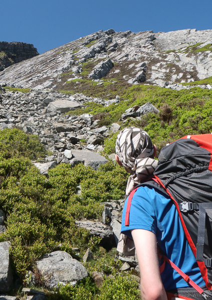 Jamie (and bandana) surveying the route. © Haydn Williams 2014