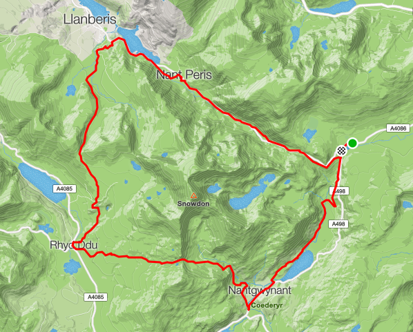 Sunday's wider loop of Snowdon.