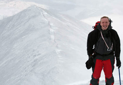 Haydn at the top of Swirral Edge
