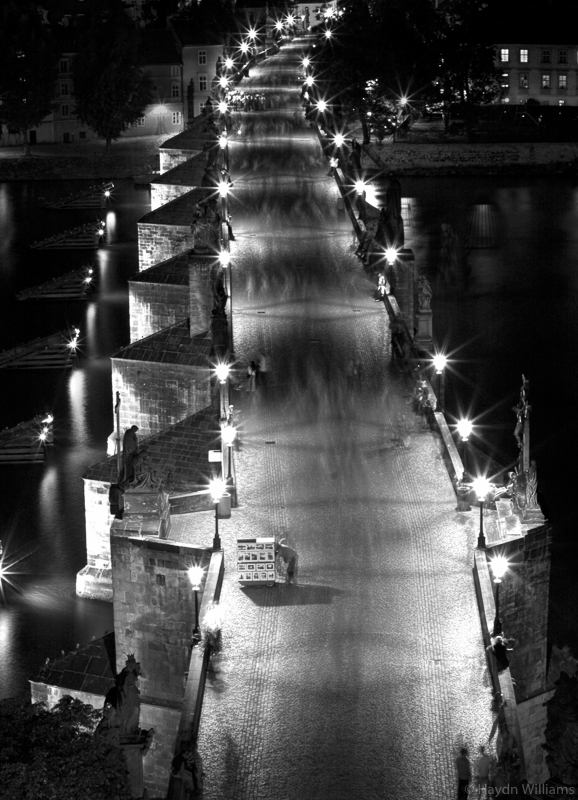 Charles Bridge by night. The bridge was actually rammed full of people; the 30 second exposure blurred their movement. © Haydn Williams 2006